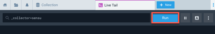 Location of Live Tail Run button
